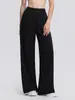 Calça Esportiva Feminina Longa Solta de Perna Larga Cintura Alta Casual Respirável Secagem Rápida Fitness Yoga Calças Roupa Externa Calças de Corrida