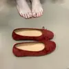 Zapatos Planos Bajos con Lazo Plateado para Mujer, Zapatos de Abuela de Ante con Suela Suave, Zapatos Mary Jane Vintage