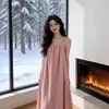 Vestido Largo Rosa de Tirantes Finos para Mujer, Nuevo Estilo de Verano, Vestido para Vacaciones en la Playa con Diseño de Cuello Halter, Vestido Único