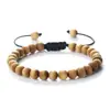 Pulseras Tejidas Elásticas con Cuentas de Madera Pura para Hombres y Mujeres Pulseras de Negocios Cuerda Elástica Ajustable para la Mano Pulseras de Rosario