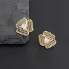 Aretes de Flor con Circonita Micro-Pavimentada Materiales para Aretes DIY Color Oro de 14K Conservante Camelia Hueca Accesorios Diseño Hueco