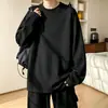 Camiseta de algodão lisa, de manga comprida, para homens, nova coleção outono 2026, camada interna de peso pesado, camiseta base moderna e de corte solto