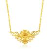 Collar con colgante de cabeza de flor romántica chapado en oro de 24k, set de boda para novia, cadena de flor de la suerte, colgante de collar de boda de flor