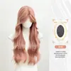 Jiyou Trading Co., Ltd. Peruca Rosa Grapefruit Cabelo Longo Cacheado Estilo Grupo Feminino Doce Natural Diário Peruca Completa Atacado