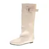 Botas de tornozelo com fivela quadrada, botas longas para mulheres, nova coleção outono/inverno 2026, removíveis, conversíveis, com palmilha interna para aumento de altura, botas de montaria de cano longo