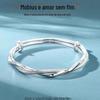 Pulseira Prateada Anel de Möbius Feminina Pulseira Banhada a Prata Jovem 520 Presente de Dia das Mães para Namoradas Moda Combina com Tudo