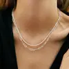 Estilo Lujo Ligero Japonés y Coreano Collar Pulsera Brillante de Gama Alta Diseño de Nicho Cadena de Oruga de Doble Capa Joyería