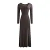 Vestido largo de manga larga de alta gama estilo vintage francés para mujer, prenda interior de otoño e invierno, falda de sirena de línea A, vestido largo ajustado y adelgazante para otoño