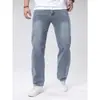 Jeans para Hombre, Elásticos y Cómodos, Pantalones de Mezclilla de Pierna Recta en Azul Marino, Pantalones Sencillos y Adelgazantes para Hombre, Adecuados para Todas las Estaciones