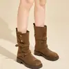 Outono/Inverno 2026 Novas Botas de Combate de Comércio Exterior Femininas Estilo Retro Merade Moda Botas de Cavaleiro Transfronteiriço