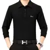 Transfronterizo 2026 Nueva Camisa Polo Casual de Manga Larga Antiarrugas Fácil de Planchar para Hombre, Tendencia Primavera/Otoño, Puño de Botón de Alta Gama, Cuello de Solapa