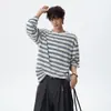 Sudadera con capucha de manga larga a rayas de contraste retro americano para hombre, Otoño, Marca de moda, Holgada, Adelgazante, Versátil, Prenda interior básica