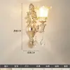 Luminária de Parede de Cristal Estilo Europeu para Quarto, Cabeceira, Sala de Estar, Corredor, Cabeça Única ou Dupla Vela Decorativa Parede LED