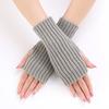 20 guantes cortos de moda largos gruesos a rayas otoño e invierno nuevos para mujer de lana tejida sin dedos manga de brazo manga de muñeca