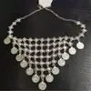Collar de Monedas con Borla Retro Personalizado Cadena Larga de Clavícula de Moneda Plateada Estilo Étnico Turco Cadena Geométrica para Suéter