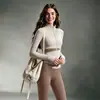 Conjunto Fitness Estilo Outono Gola Alta Zíper Top Esportivo Calça Yoga Cintura Alta Justa Corrida Pilates Conjunto Emagrecedor