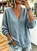 Cárdigan de punto suelto transfronterizo con cuello en V para mujer, color liso, doble bolsillo, hombros caídos, manga larga, suéter suave y acogedor, abrigo de moda
