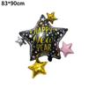 Balón de estrella de cinco puntas de película de aluminio de 18 pulgadas feliz año nuevo globo de papel de aluminio Arreglo de celebración de reunión anual de fiesta de Año Nuevo
