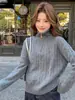 Suéter de Punto para Mujer Otoño/Invierno 100% Lana de Seda Cuello Semi Alto Suave Brillante Adelgazante Capa Base Tejido para el Trabajo