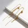 Aretes Versátiles para el Día a Día y para Ir al Trabajo, Hechos de Plata S925, Diseño de Borla Larga, Elegante Hilo para Oreja Antiperdida, Cadena de Labios con Perlas de Plata