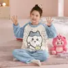 Pijama de otoño e invierno para niños, forrado de forro polar y engrosado, forro polar de coral, franela para bebés niñas, conjunto de ropa de estar a juego para niños y padres e hijos