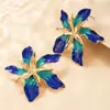 Joyería Transfronteriza Europea y Americana Pendientes Florales Azules Bohemios Pendientes de Diseño Geométrico de Nicho para Mujer Forma Redonda