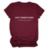 Amazon Moda Casual Europea y Americana Transfronteriza No Se Pueden Tirar Piedras Estampado de Letras Verano Versátil Camisa de Manga Corta