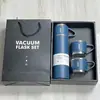 Vaso de agua térmico de acero inoxidable de doble capa con asa, termo de viaje de gran capacidad con tres tapas, para negocios transfronterizos