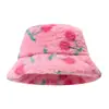 Chapéu de Balde de Pelúcia Estampado Moderno e Estiloso para Mulheres, Estilo Universitário, Fofo de Celebridade da Internet, Chapéu de Pescador Quente de Inverno