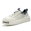 Zapatillas retro de estilo étnico con suela gruesa y caña baja, zapatos atléticos casuales para hombre para ir al trabajo, con diseño de punta ancha y estilo Derby blanco