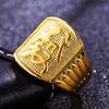 Anillo grande para hombre con apertura de troquel inverso directo de fábrica, anillo chapado en oro latón, anillo chapado en oro real de 24k