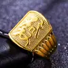 Venta Directa de Fábrica de Anillos Grandes Abiertos para Hombre, Anillos de Latón Chapados en Oro, Anillos Chapados en Oro Real de 24K