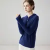 Suéter de Cashmere 2026 Outono/Inverno Novo Feminino Manga Longa Botões Camisa Base Elegante Solto Emagrecedor Suéter Pulôver