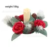 Adorno de corona para portavelas de flores navideñas transfronterizo, corona de portavelas navideñas, decoración de soporte para velas, decoración de arte de hierro para mesa y ventana