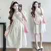 Moda Premamá Bordado de Amor Moderno Mamá Mujeres Embarazadas vestido Verano Mujeres Embarazadas Suelta Talla Grande Falda