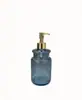 Botella dispensadora de gel antibacterial de vidrio repujado retro al por mayor, botella dispensadora de tipo prensa de lujo ligero, botella dispensadora de jabón espumoso para baño, botella dispensadora