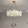 Sala de Estar Cobre Puro Natural Mármore Lustre Pós-Moderno Simples Quarto Sala de Jantar Modelo de Sala Designer Iluminação de Luxo Leve Luminárias