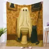 Manta de Halloween Manta Linda de Fantasma y Calabaza Serie 2 Manta Decorativa para Oficina Manta de Franela Otoño e Invierno