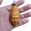 Talla en Madera de Ciprés Cabeza de Buda Guanyin Cabeza de Buda Tathagata Caja Pequeña de Boj Pieza de Mano Artesanías de Madera Adornos Regalos Culturales