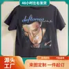 Camiseta Estampada de Felpa Tono Circundante para Hombre y Mujer Negra con Algodón Unisex de Verano Street Harajuku
