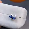 Pendientes de zafiro natural enviados, buen color plata S925 Seiko incrustación piedra principal tamaño 4*5mm