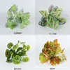 Planta Artificial Planta Verde Maceta Hojas Decorativas Pared de Plantas Arreglo Floral Accesorios Ramo de 7 Horquillas Hoja de Tortuga Hoja de Rábano Verde