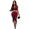 C7848 Transfronteiriço 2026 Nova Moda Feminina Europeia e Americana Clássico Gola Alta Sem Alças Franzido Bodycon Justo Conjunto