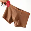 Huajielong Textura de Algodão Cor Sólida Roupa Íntima Masculina Atacado Cintura Média Masculina Tamanho Grande Respirável Boxer Brief Masculino Pode Fazer Dropshipping