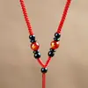 Cordón Tejido Hecho a Mano de Oro y Jade para Colgante de Mujer, Cordón para Collar con Colgante de Ágata de los Doce Signos del Zodiaco para Hombre