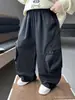 Pantalones de otoño para niño Q04, estilo nuevo, para niños pequeños y medianos, pantalones de trabajo, geniales y elegantes para primavera y otoño, pantalones holgados y casuales para bebés niños