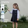 [7A Antibacteriano] Conjunto de Vestido Colete para Meninas Outono 2026 Estilo Francês Roupa Infantil Elegante Camisa Conjunto de Duas Peças para Bebê