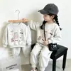 Conjunto Lindo para Niños: Conjunto de Dos Piezas de Sudadera con Estampado de Dibujos Animados y Pantalón de Chándal para Niñas, Moda Coreana Casual y Moderna para Niños Pequeños