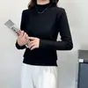 Outono e inverno Nova blusa de gola alta parcial para usar por baixo top xadrez de alta qualidade com gola média para usar por cima malha suéter para mulheres