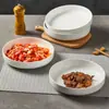 Plato Cerámico Blanco Puro Hondo, Juego de Tazones y Platos para el Hogar, Plato Hondo Simple para Sopa de Gran Capacidad
